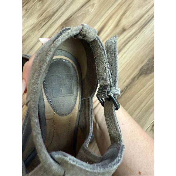 Frye Womens Gray Suede Stacked Block Heel Margaret Shootie Mary Jane Boots Size - Picture 6 of 13
